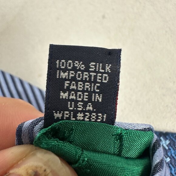 Tommy Hilfiger Mens Blue Patterned Silk Neck Tie 100% Silk Made In USA - Picture 3 of 5